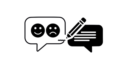 Isolated Black and White Feedback and Review Icon