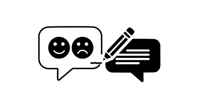 Isolated Black and White Feedback and Review Icon