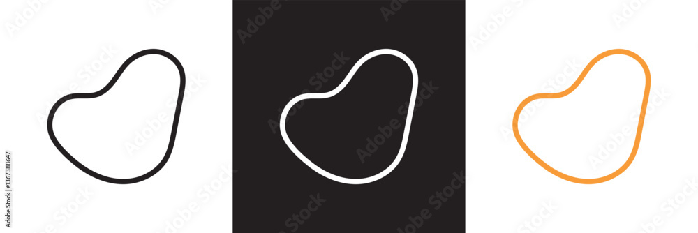 Poster organic shape text frames. vector set of abstract doodle bubbles. wavy textboxes. rounded quote elem