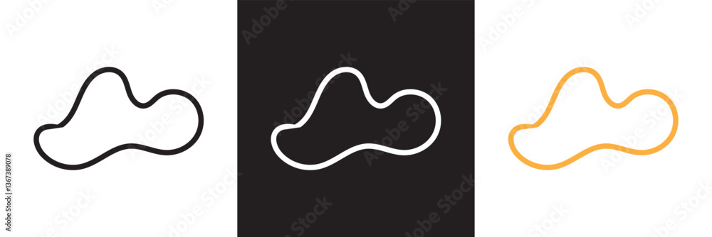 Poster organic shape text frames. vector set of abstract doodle bubbles. wavy textboxes. rounded quote elem