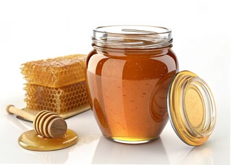 jar of honey and honeycomb