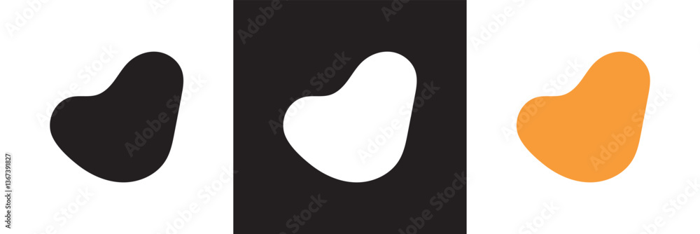 Poster organic shape text frames. vector set of abstract doodle bubbles. wavy textboxes. rounded quote elem