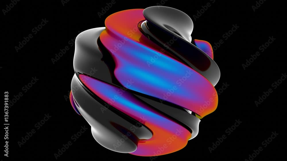 Poster swirling orb in vibrant purple, rainbow, and blue hues with a fluid gradient and luminous glow on a 