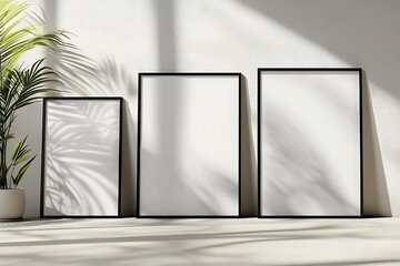 Stylish Modern Black Frames on a White Wall
