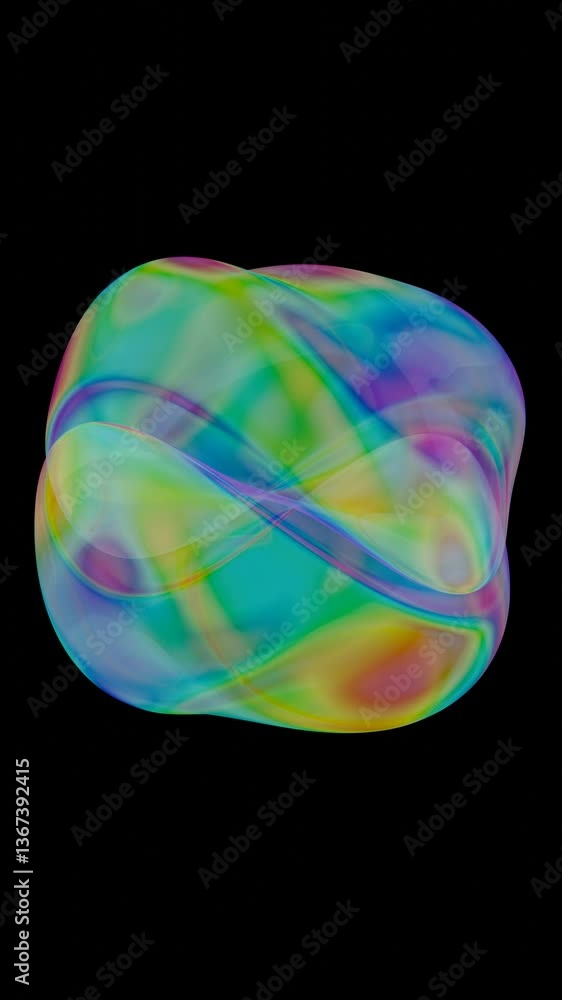 Aufkleber fluid metallic lumps in neon purple and blue float on a black background, creating an abstract wave 