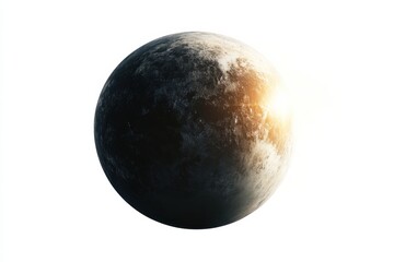 Naklejka premium Exploring the enigmatic surface of a distant planet illuminated by a brilliant sunrise isolated on transparent background