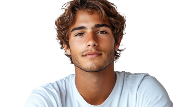 man wearing white t-shirt smiling