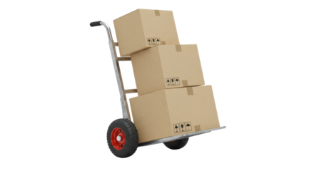 Isolated Hand Truck with Stacked Boxes