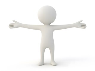 3D person standing arms open wide