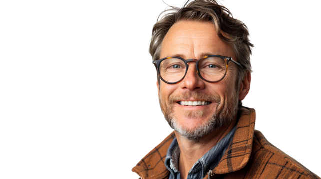 father wearing glasses smiling