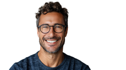 father wearing glasses smiling