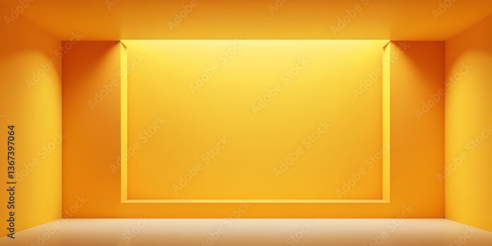 Poster empty yellow product 3d background with abstract cosmetic presentation display scene bright concept 