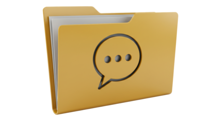 Isolated Yellow Folder with Speech Bubble Icon