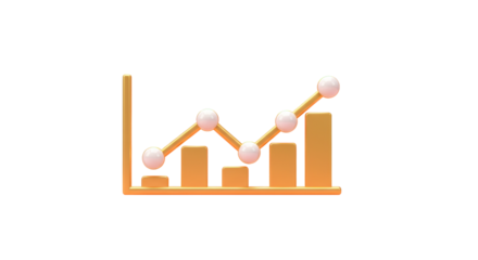 Isolated Rising Bar Chart with Connecting Line and Spheres
