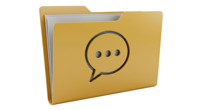 Isolated Yellow Folder with Speech Bubble Icon