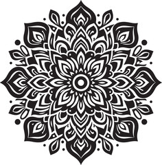 Creative Luxury Decorative Minimal Floral Mandala Icon Silhouette Vector Illustration