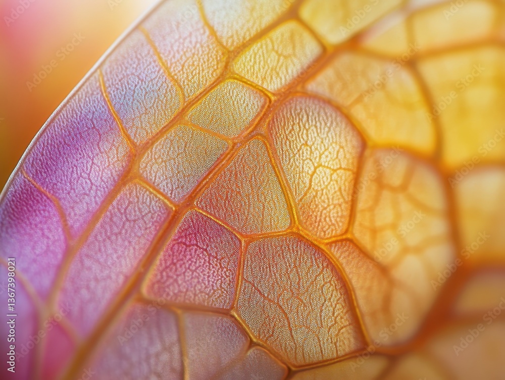 Poster close up of an insect wing with intricate veins and shimmering colors