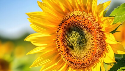 Obraz premium Closeup of a Vibrant Yellow Sunflower in a Field
