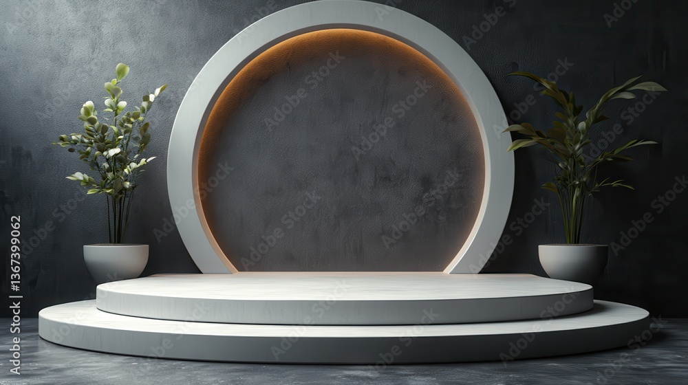Poster png white podium product stage display isolated on transparent 3d background with empty step present