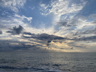 Autumn sky background. Sea, sky and clouds
