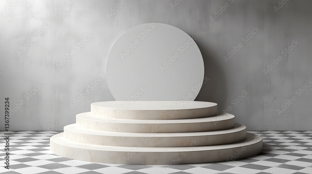 Poster png white podium product stage display isolated on transparent 3d background with empty step present