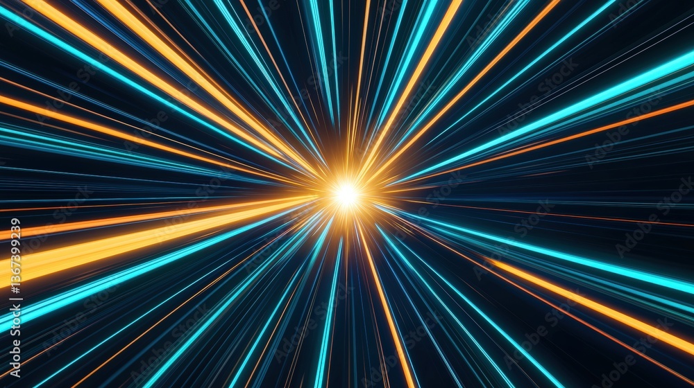 Aufkleber a vibrant depiction of light beams radiating from a central point, creating a dynamic sense of speed