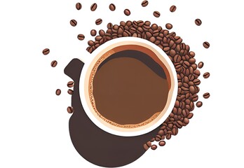 coffee cup with coffee beans