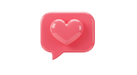 Isolated Pink Speech Bubble with Heart