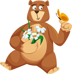 Cute Bear with Flowers