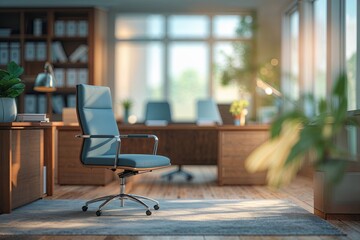 Serene Office Setting with Gentle Blur and Harmonious Ambiance