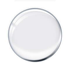 Glass circle transparent on white background. Sphere crystal bubble for product presentation.