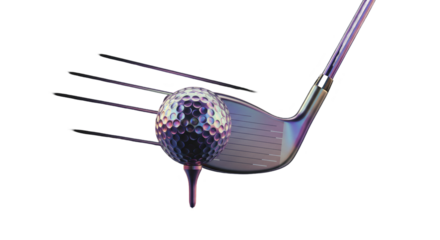 Isolated Golf Ball Being Hit by Club