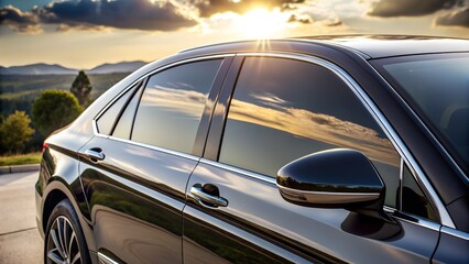 Fototapeta premium High-tech ceramic window tint on luxury vehicle, sleek design with sun protection features