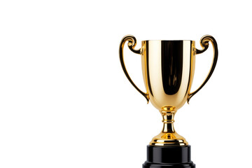 Fototapeta premium Golden trophy cup, winner. Isolated on white. Achievement, success, reward. Competition, victory, celebration.