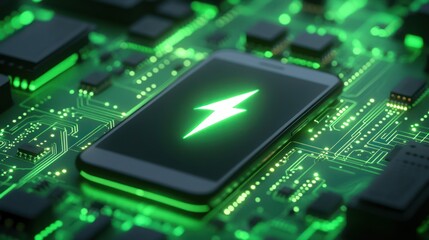 Fototapeta premium Smartphone charging on circuit board. (2)
