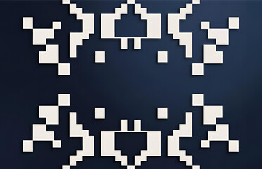 Pixelated Symmetrical Abstract Art in White | abstract pixel art