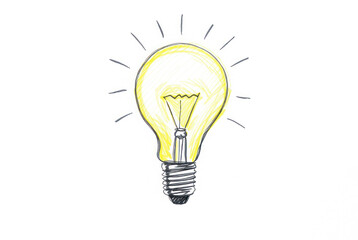 Illustration of a glowing light bulb shimmering with bright colors, symbolizing creativity and inspiration.