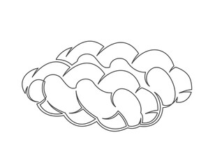 Buns continuous one line icon isolated on white background. Bakery symbol art drawing. Buns design outline. Editable stroke. Vector illustration