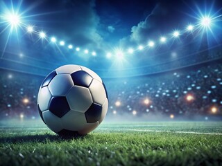 Cinematic Night Soccer Ball Background: Left-Positioned Ball with Copy Space