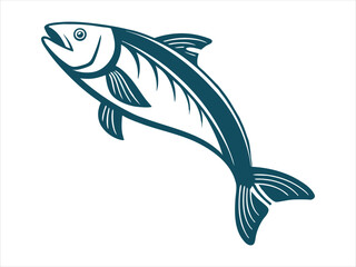 Blue vector fish illustration, isolated aquatic animal