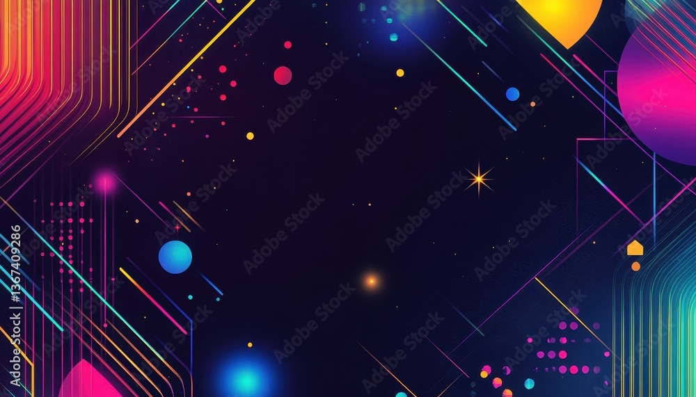 Aufkleber vibrant abstract geometric background with neon lines and shapes