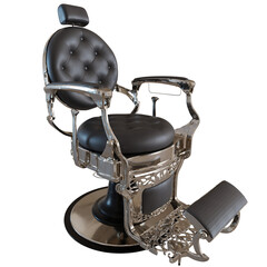 3D rendered vintage barber's chair isolated on transparent background