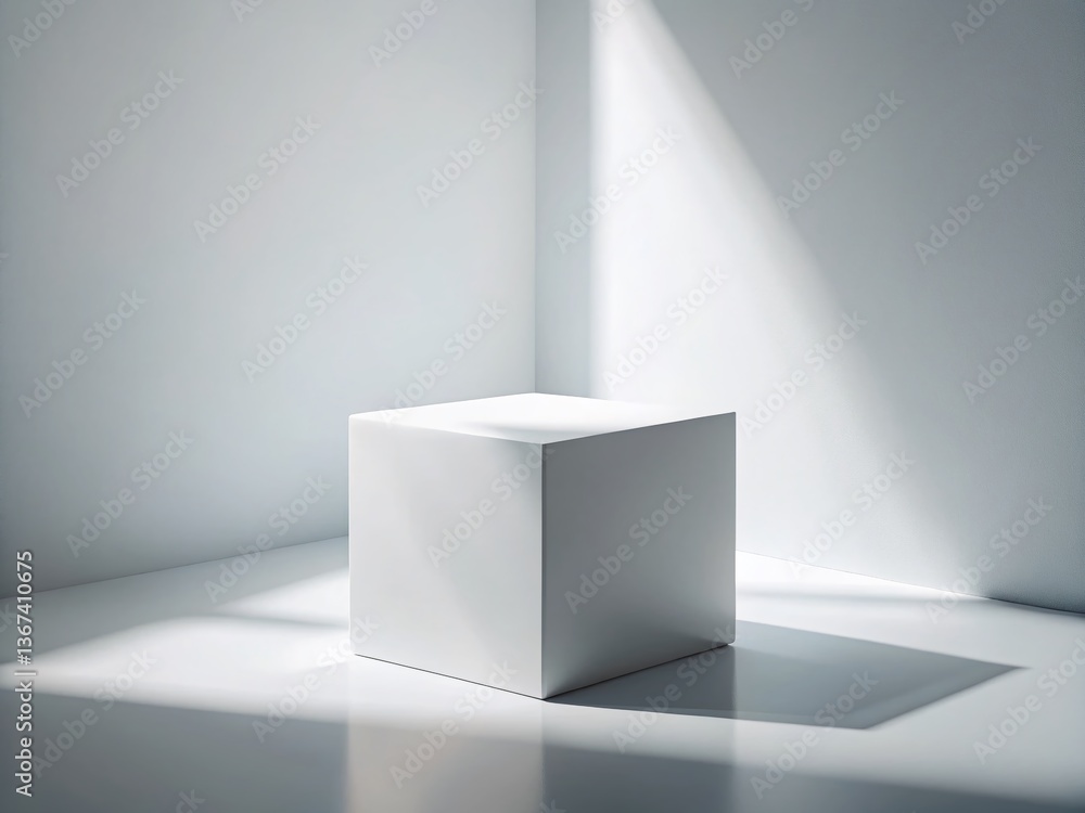 Poster clean white product display pedestal with window light – 3d render