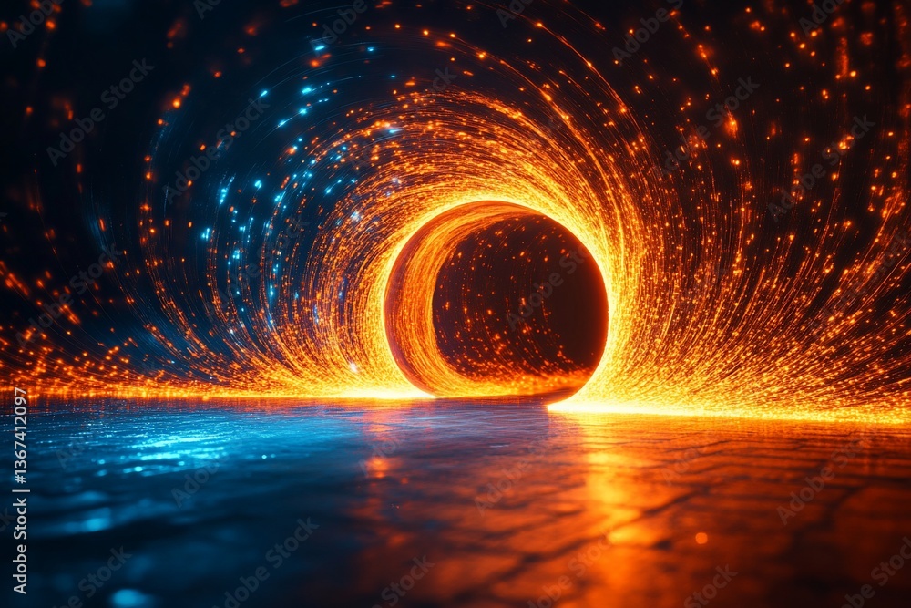 Poster vivid luminous vortex of swirling particles creating a mystical portal effect