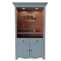 3D rendered wooden cabinet isolated on transparent background