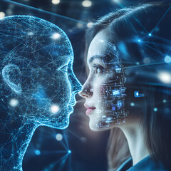 The Future of Language Translation: AI Systems Enhancing Multilingual Understanding and Communication, human head with binary code