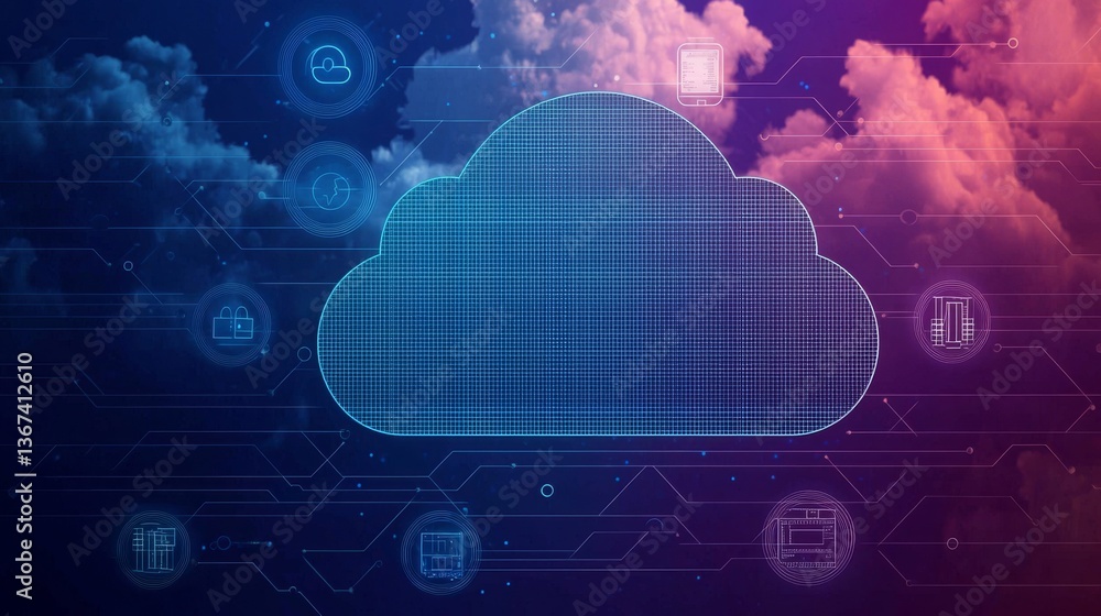 Aufkleber cloud computing network innovations digital environment technology imagery virtual perspective data 