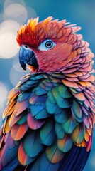 Exotic avian portrait showcasing intricate feather details and vibrant plumage