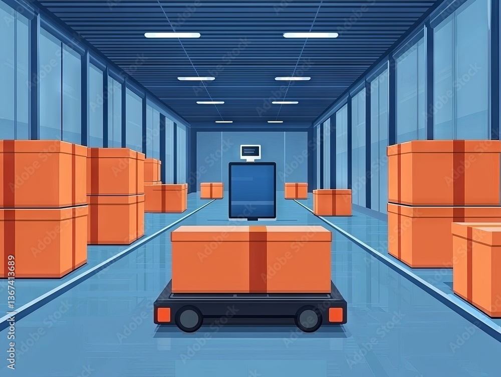 Poster automated warehouse robotics enhancing efficiency in logistics operations modern warehouse digital i