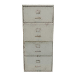 3D rendered vintage metal archive drawers isolated on transparent background